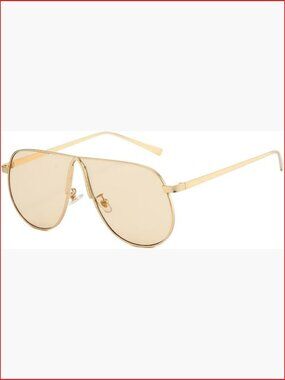 Vintage 70s Oversized Aviator Sunglasses Gold Metal Frame UV Protection Big
